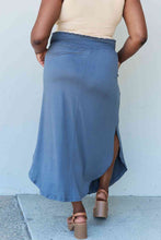 Load image into Gallery viewer, The Nina High Waist Scoop Hem Maxi Skirt in Dusty Blue
